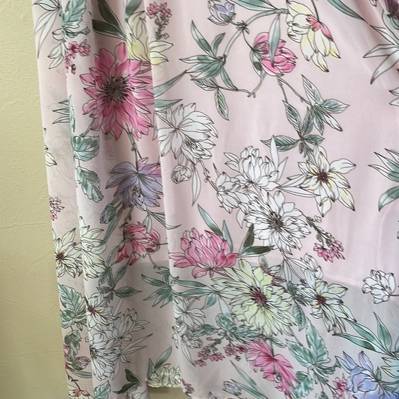 H&M pink floral maxi dress size 2 sleeveless high neck lightweight button back - Picture 4 of 14